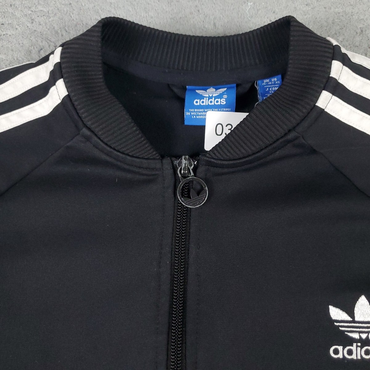 Adidas Jacket Boys Size XL Black Full Zip Up Track Sweater Kids