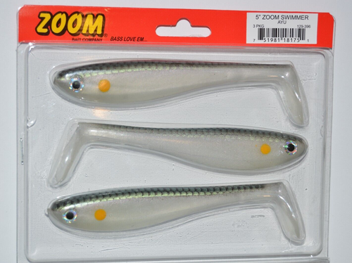 Leurre Zoom Swimmer 5 Pouces Paddletail - Paquet De 3 - Bleu Chartreuse