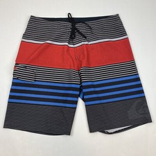 Quicksilver Board Shorts Mens 36 Black Gray Red Swim Surf