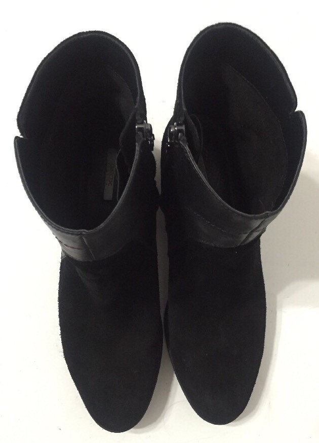 Geox Respira Amphibiox Ankle Boots Almond Toe Zip Black Suede Womens