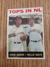 1964 Topps #423 TOP IN NL HANK AARON WILLIE MAYS BRAVES GIANTS Estate Liquidatin