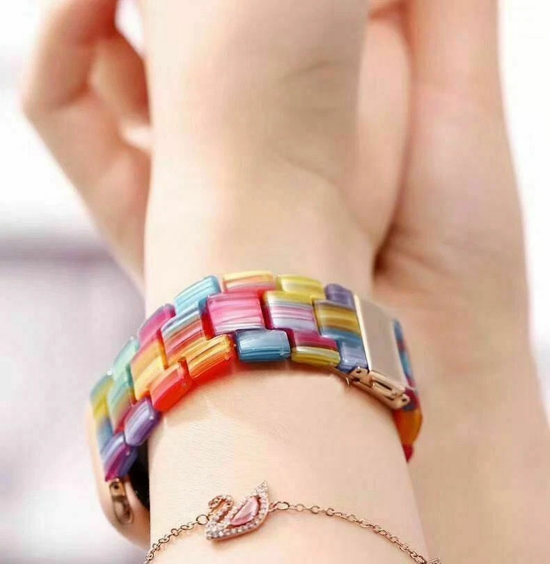 Resin Wrist Watch Band iWatch Strap Bracelet For Apple Watch SE series 7 6 5 4 3 - Image 2 of 4