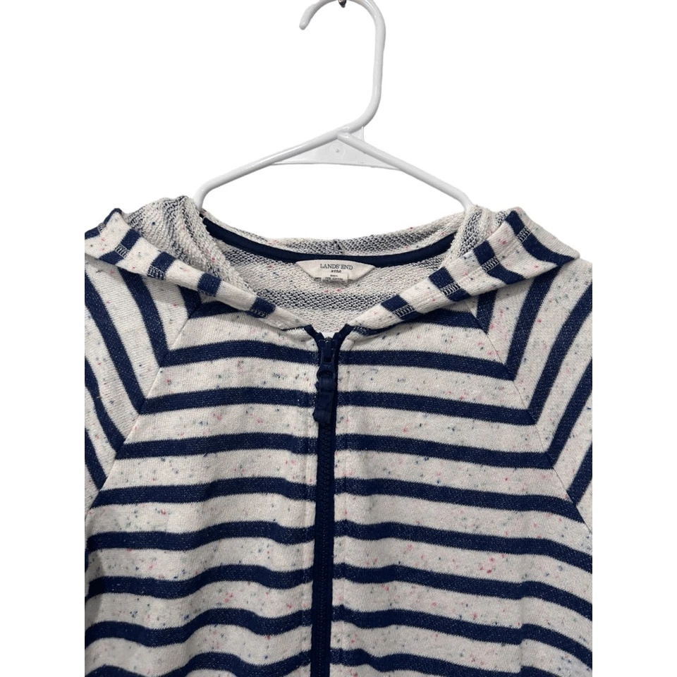 Top Lands' End a Rayas Manga Larga Cremallera Completa Azul y Blanco Talla 14 Foto 3 de 4