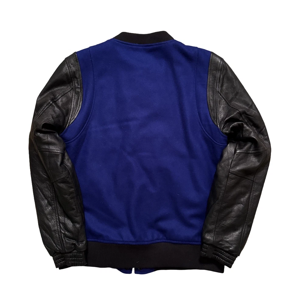 Chaqueta Bomber Manga Cuero Escala Negra Azul/Negro L Foto 3 de 4