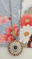  64 MARIANA Round MULTICOLOR Crystal Pave Pendant w/ Chain Necklace