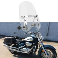 Clear Windshield Windscreen Deflector + Bar Clamps For Suzuki Intruder 18x16" US