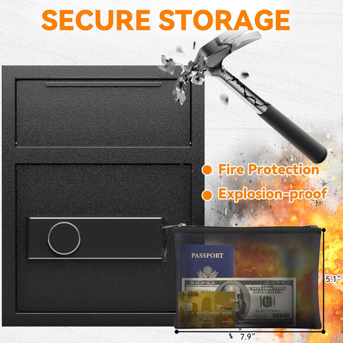 1,8 CUB Depository Drop Safe feuerfest, Front Drop Slot Lock Box mit Digital Co - Bild 4 von 7