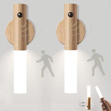 2X Motion Sensor LED Night Light Magnetic Wall Lamp USB Rechargeable Stick-On