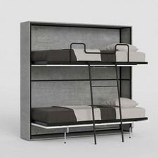 Lit superposé escamotable avec matelas gris 85x185cm Kando 2MCM