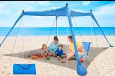 Beach Canopy Beach Tent UPF50 11x11 FT Easy to Setup Extra Windproof Ropes Z