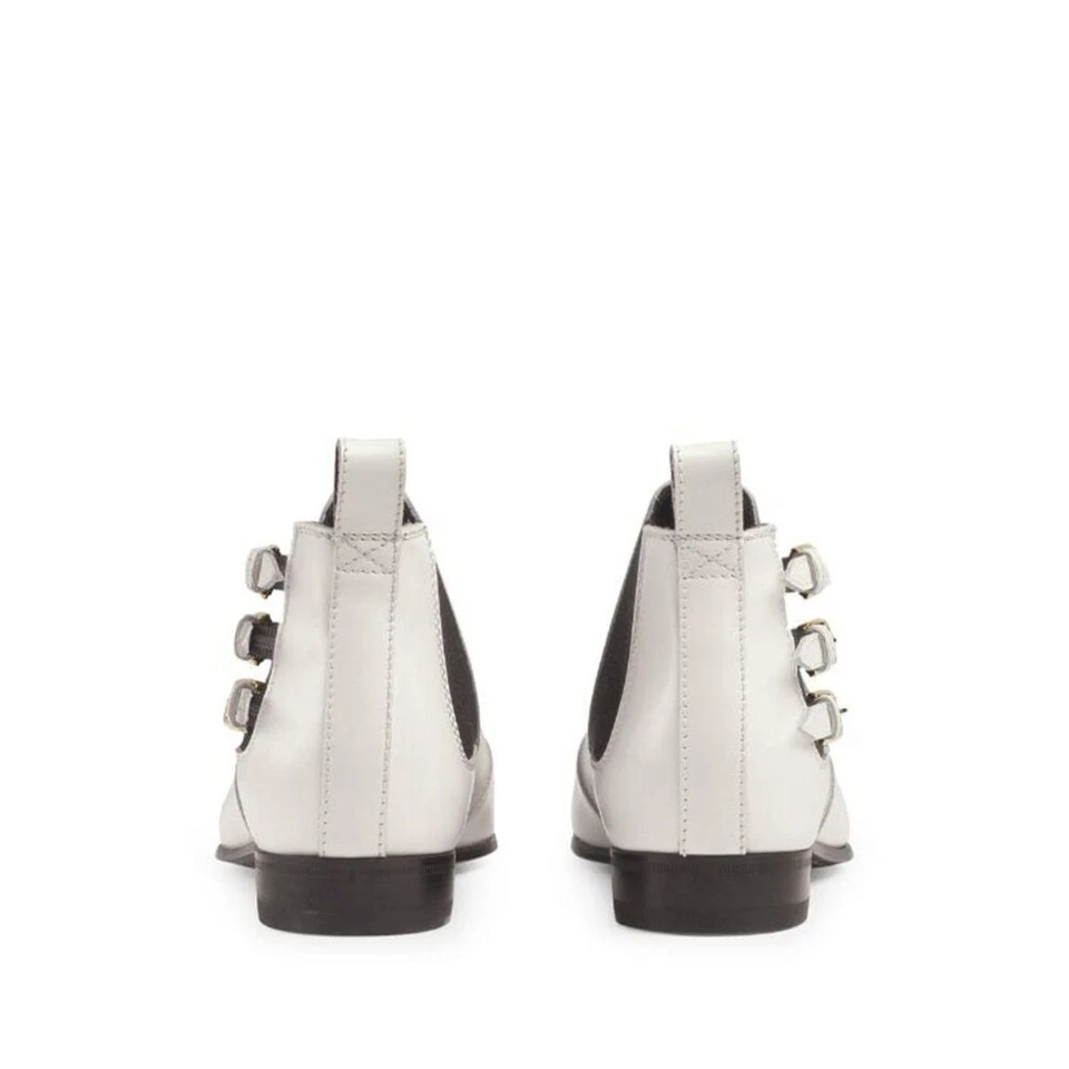 Gucci Botines Cuero Blanco 6 Triple Correa Hebilla Cordobés Italia Punta Foto 2 de 4