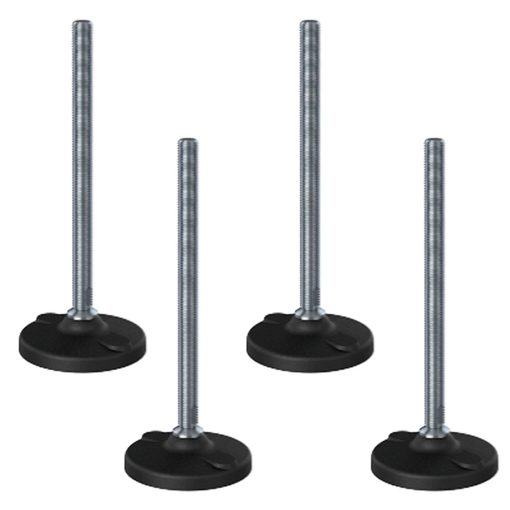 Stainless levelling foot M16x230 100mm plastic base with holes 5000kg - Set of 4