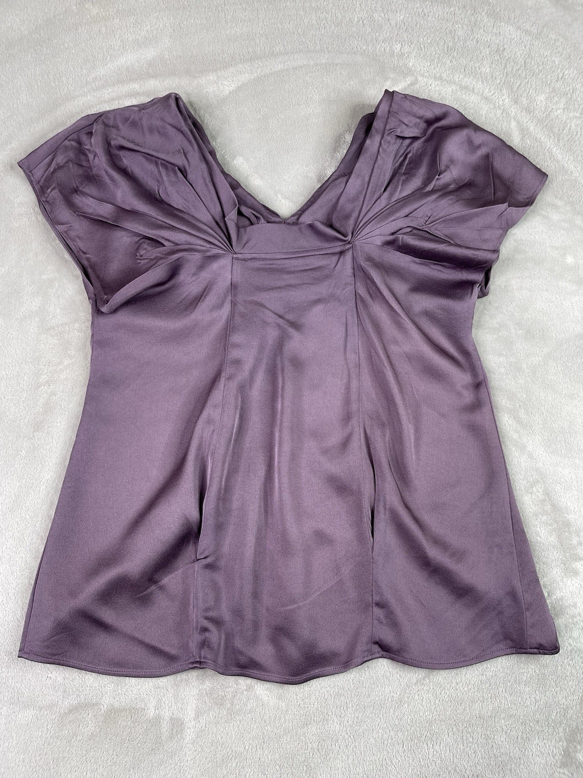 BCBG Maxazria Runway Ruffled Sleeve Purple Blouse Top Size XS