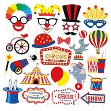 SWYOUN 27PCS Carnival Circus Photo Booth Props Birthday Party Decorations