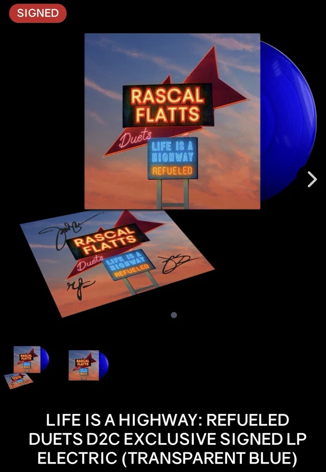 Rascal Flatts SIGNED Life Is A Highway LP Vinyl Blue Art Card Pre Sale Brand New - Image 3 of 4