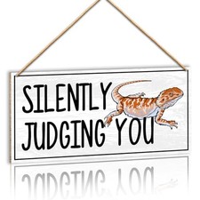 Bearded Dragon Wooden Sign Wall Decor, Silently Judging You Bearded Dragon