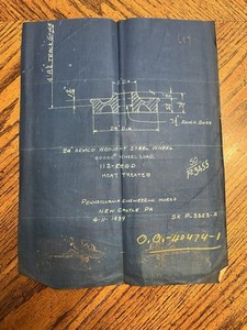 Vtg 1939 Pennsylvania Engineering Works New Castle PA Railroad Wheel Blueprint 
