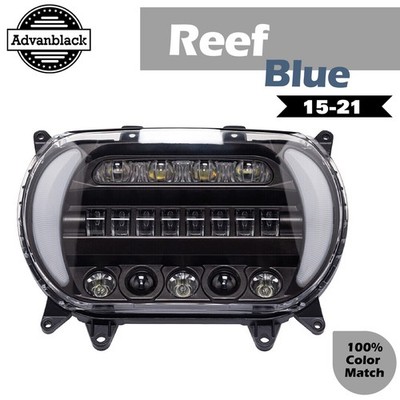 Reef Blue ''ATTACK'' LED Headlight Fits FLTR Harley Road Glide 15-21