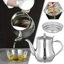 1pc Stainless Steel Oil Pot with Filter Cooking Oil Storage Kitchen Tool - NEW
