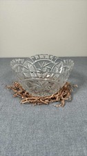 Vintage Cut Crystal Bowl Starburst Pinwheel Design 8.5" Heavy Serving