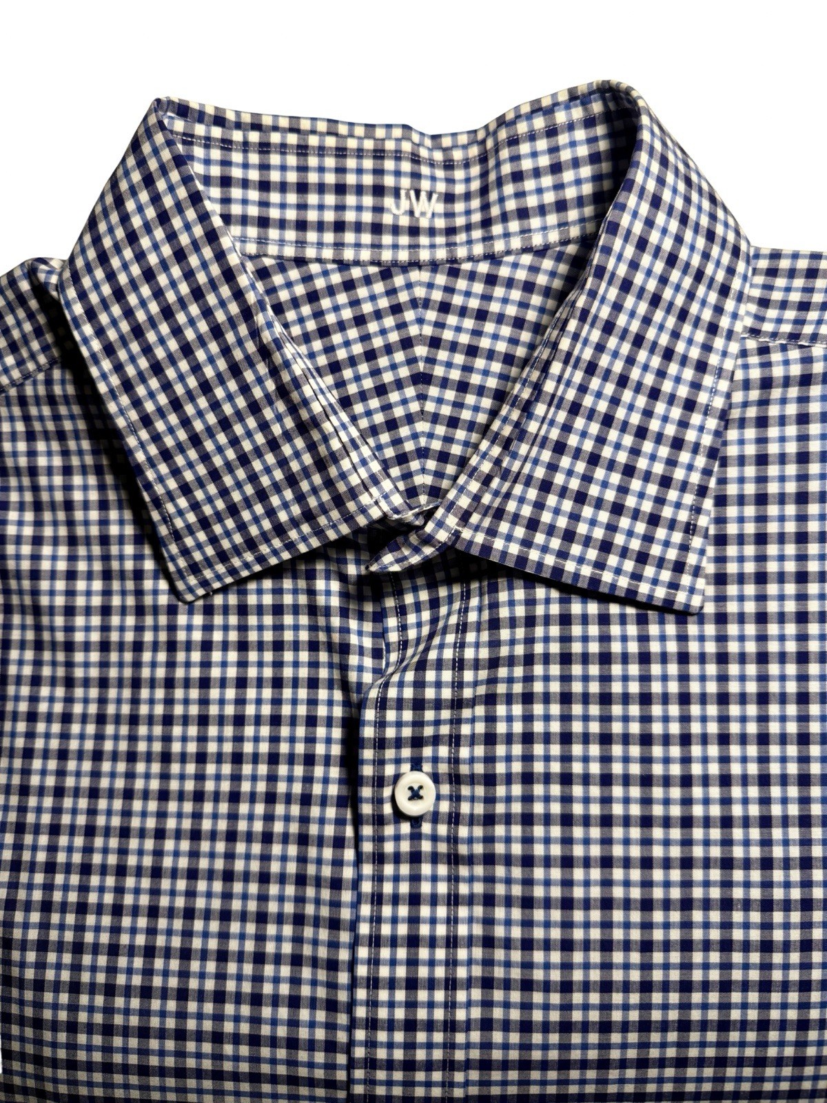 J. Hilburn Men’s Large Custom Dress Shirt Blue Navy LS 39” Sleeve 100% Cotton