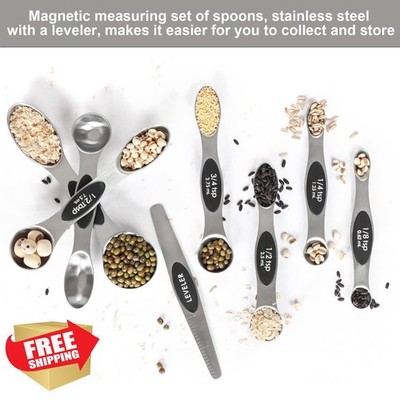 Magnetic Measuring Spoons Stainless Steel Leveler Stackable Baking