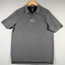 Oakley Mens Regular Fit Heather Grey Short Sleeve Polo Shirt Ellipse Logo Large