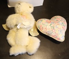 Annette Funicello Angel Heart Bear - White Plush with Wings, Halo  Heart Pillow