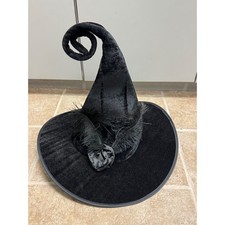 Hauntlook Black Crooked Witch Hat Feathers Rose Adult One Size MPAT-017 NEW