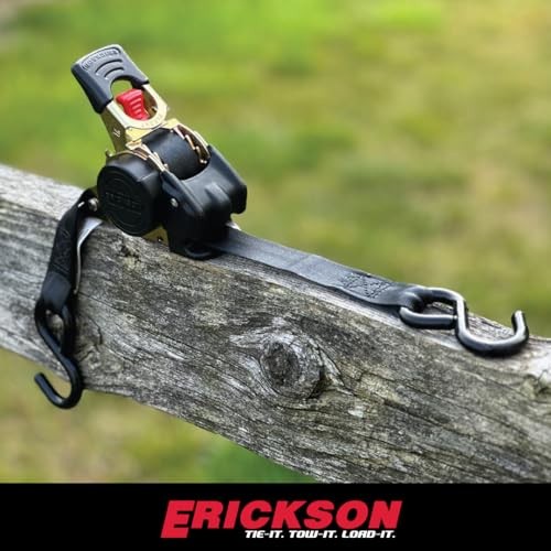 Erickson 34413 Pro Series Black 1" x 6' Retractable Ratcheting Tie-Down Strap,
