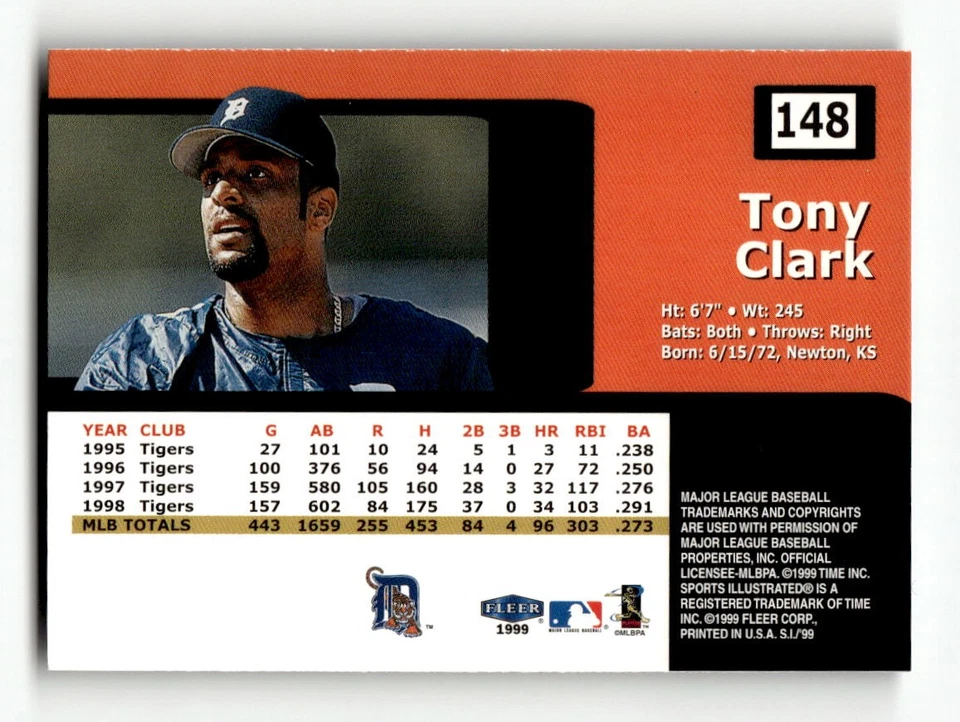 1999 Sports Illustrated #148 Tony Clark - Image 2 of 2
