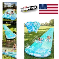 5FT Water Slide with 2 Inflatable Boards and Built In Sprinkler for Outdoor Fun