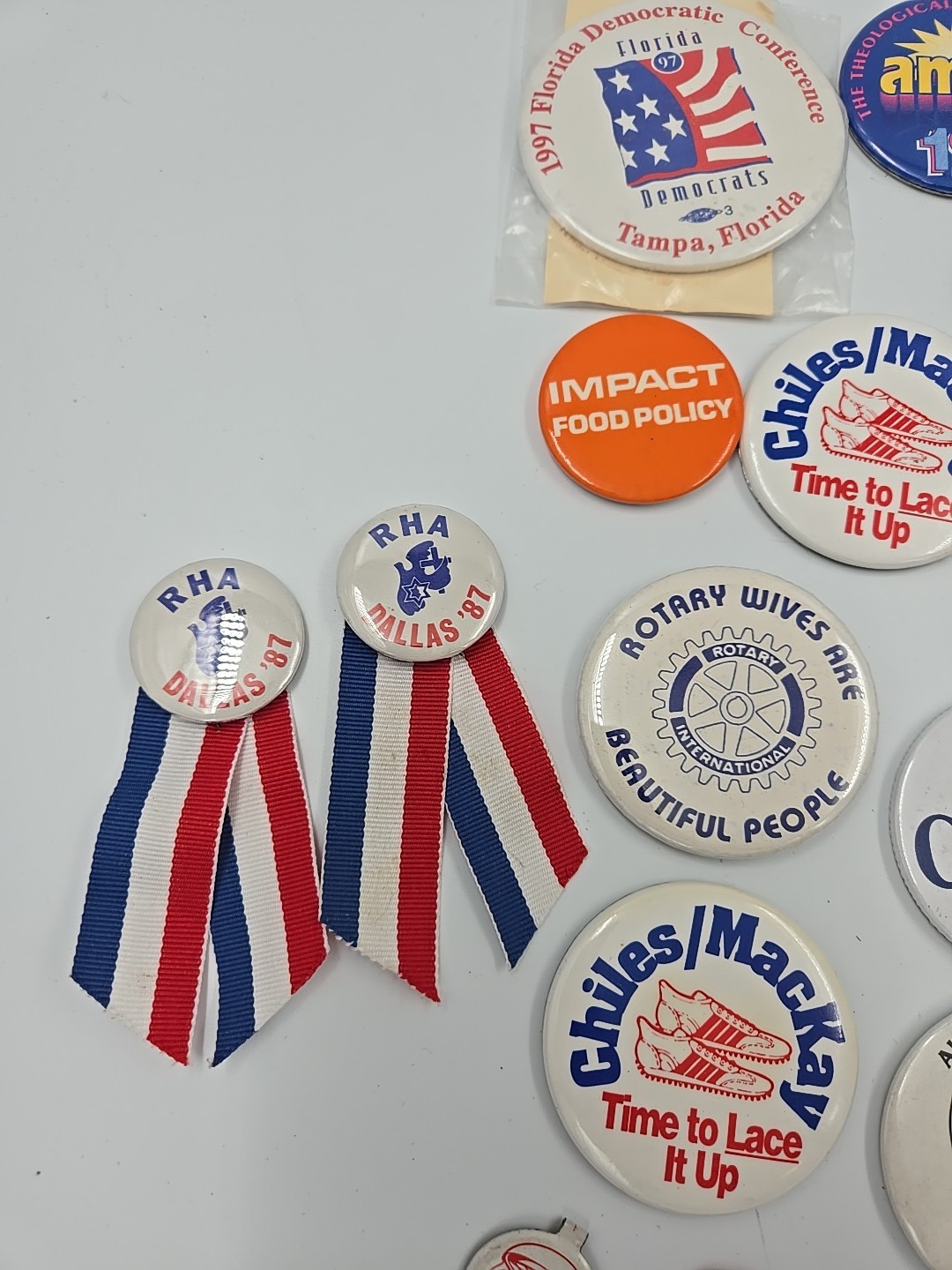 Lot of 33 Vintage Political & Religious Buttons Pins 