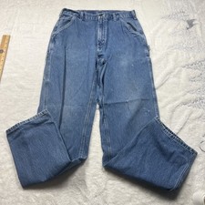 Carhartt Jeans Men 34x36 Carpenter Work Original Fit Blue B13-DST 100 Cotton