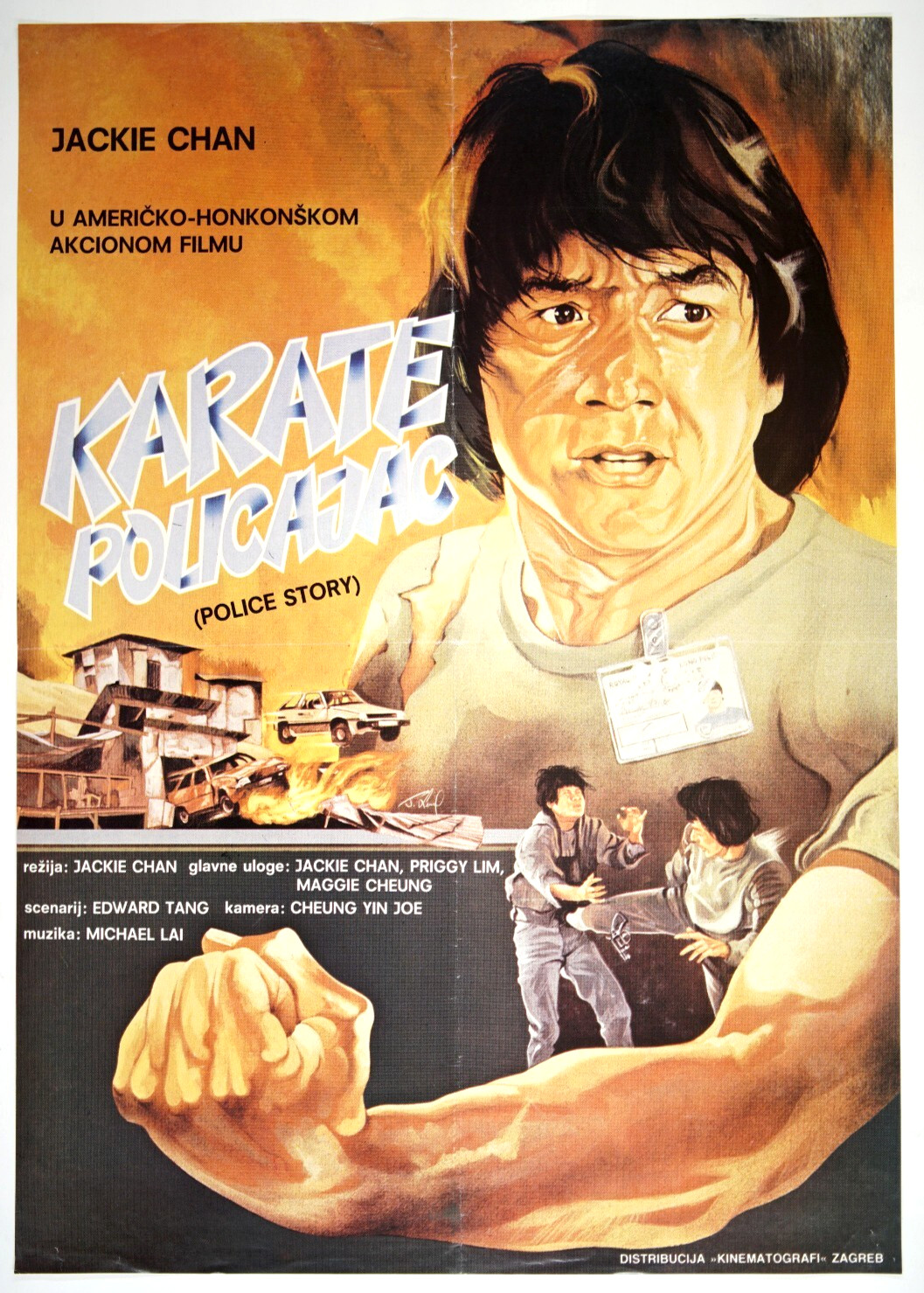 Póster de la película 1985 Jackie Chan Police Story Ging Chaat Goo Si original RARO exYU
