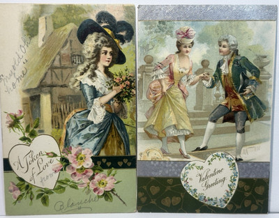 Valentine Postcard Winsch Back Victorian Lady Courting Couple Lot 2