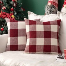 MIULEE Christmas Farmhouse Buffalo Check Plaid Pillow Covers 22x22in - Set of 2