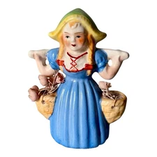 Vtg Dutch Girl Figurine Water Flower Buckets Pails 1950s Porcelain 1056