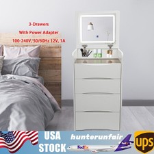 Vanity Desk with Flip Top Lighted Mirror Makeup Stool Makeup Vanity Table