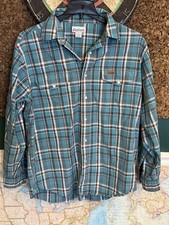 Carhartt Shirt Mens L Blue Plaid Pearl Snap Long Sleeve Button Up Relaxed Work
