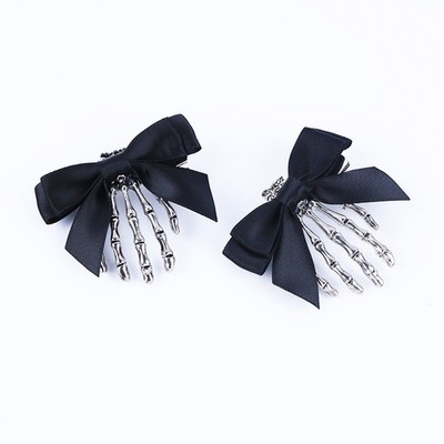 Skelett Hand Barrete Schleife Band Gothic Haarspange Punk Goth Haar Accessoire