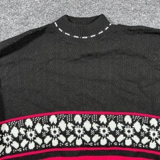 Pride Sweater Womens Size 22W Black Pink Teal Geometric Floral Vintage USA Made