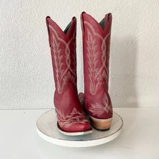 Lane LEXINGTON Womens Cowboy Boots 9.5 Red Western Cowgirl Mid Calf Pointed Toe