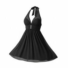 Speechless Black Sparkle Party Dress Rhinestones Waist Sheer Overlay Halter Sz M