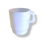Vtg Fire-King Milk Glass Mug Anchor Hocking White Stacking D Handle USA MCM Cup
