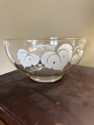 MCM Anchor Hocking Punchbowl Set with 9 Cups   Gold Leaf Trim Pristine Condition