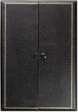 Novel Box 2 Door Black Leatherette Necklace Gift Box 8.25x5.75x1 in Gold Trim