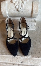 Charles Jourdan Vintage Black Suede Heels Pumps Size 7.5