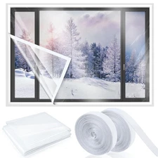 75 x 79 Inch Window Insulation Kit Cuttable Transparent Film with Adhesive St...