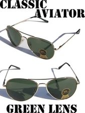 Classic gold rim aviator with green glass lens Sunglasses Cops Sailing